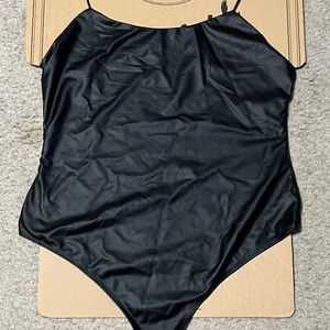Faux leather bodysuit